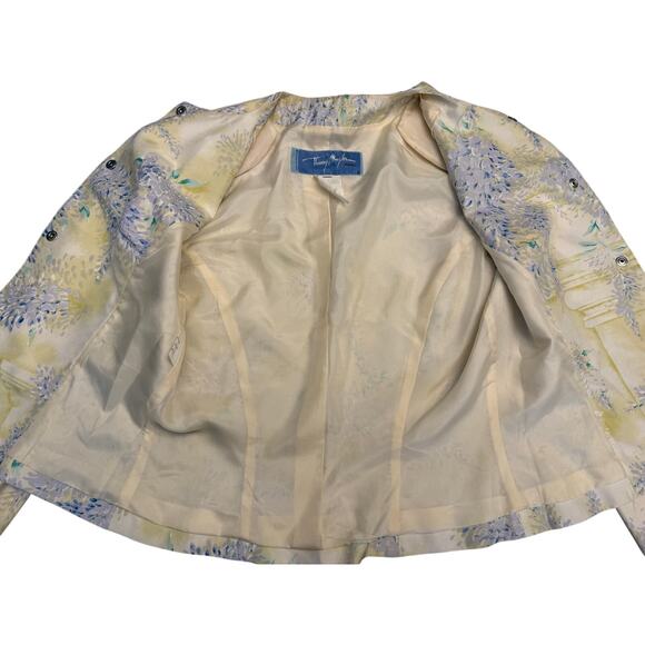 Thierry Mugler Vintage Floral Silk Suit Skirt Set Women’s Size 38 (8 US) Yellow - Picture 5 of 15